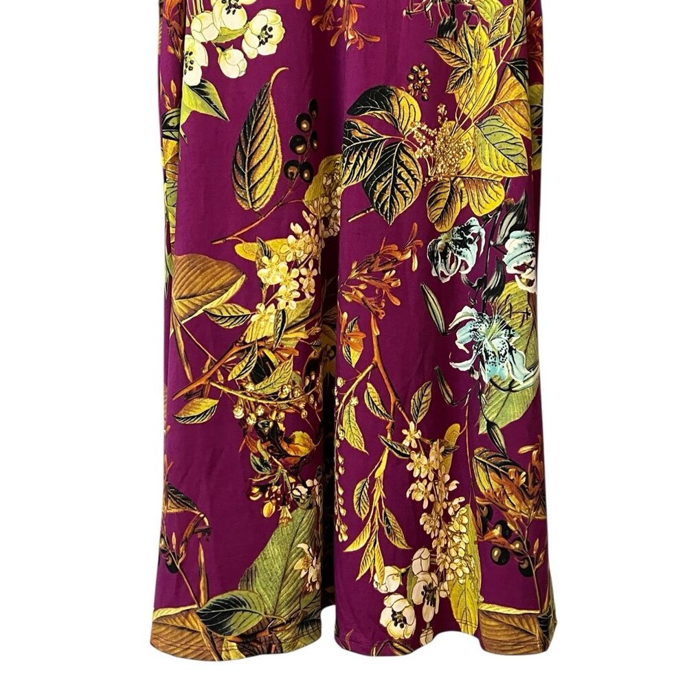 Du Jour Cold Shoulder Dress Floral Purple Raspberry Ruffle 3/4 Sleeve Size Large - Picture 6 of 16